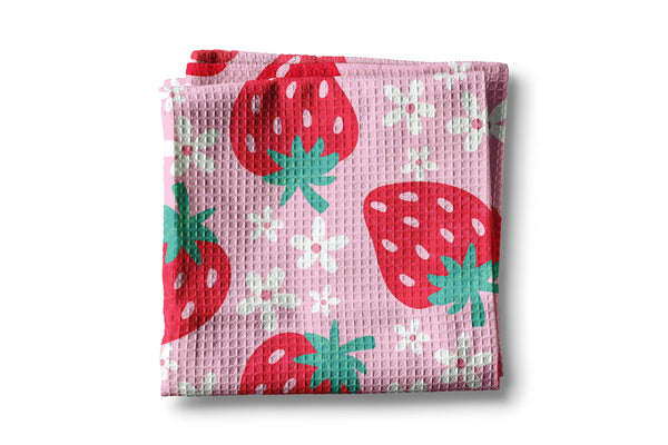 Strawberry Summer Fruit Market Berry Kitchen Towel Waffle
