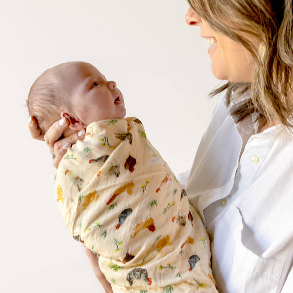Chicken Meadows Baby Swaddle Blanket