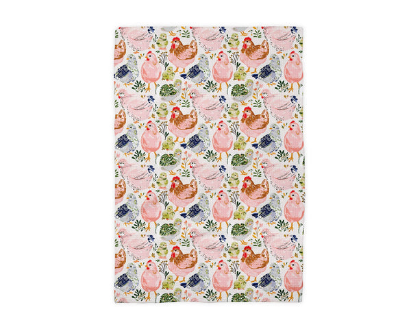 Chicken Chick Colorful Garden Floral Kitchen Towel