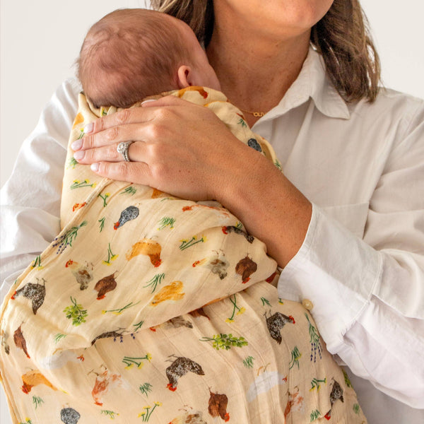 Chicken Meadows Baby Swaddle Blanket