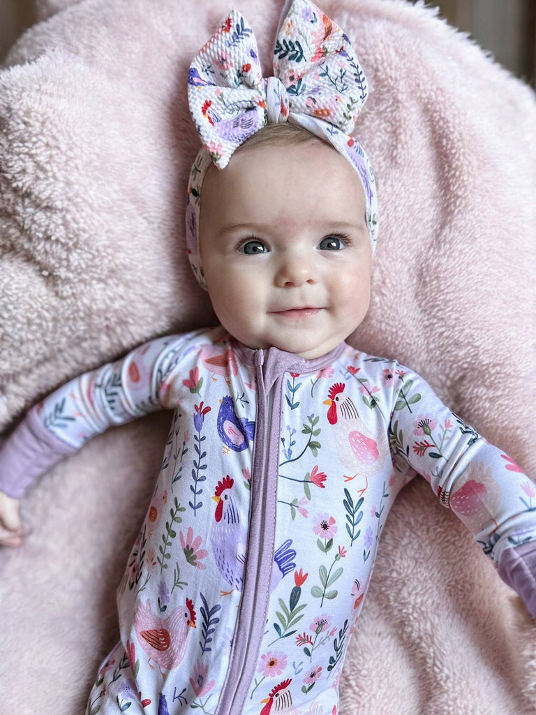 Sweet Chicken Blooms Bamboo Baby Zipper Romper
