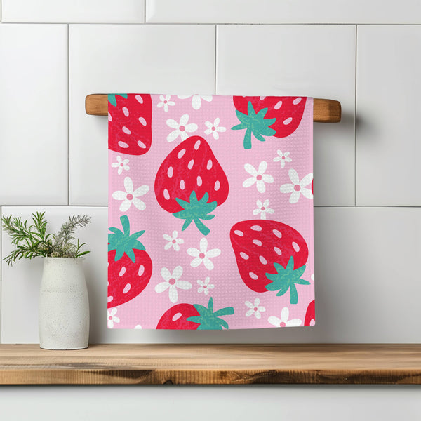 Strawberry Summer Fruit Market Berry Kitchen Towel Waffle
