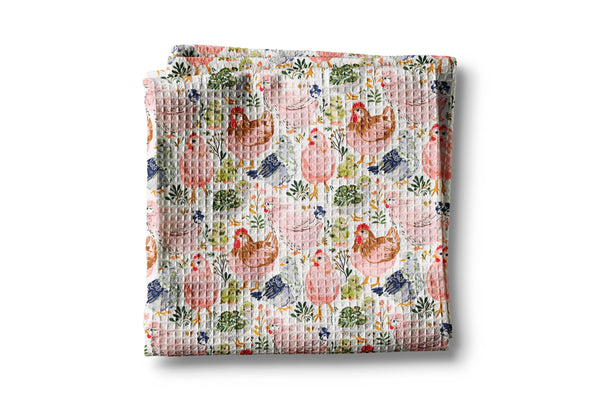 Chicken Chick Colorful Garden Floral Kitchen Towel