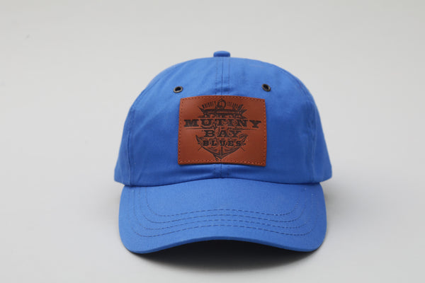 Blue Hat with Leather Patch