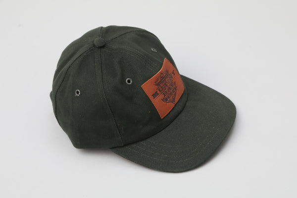 Green Hat with Leather Patch